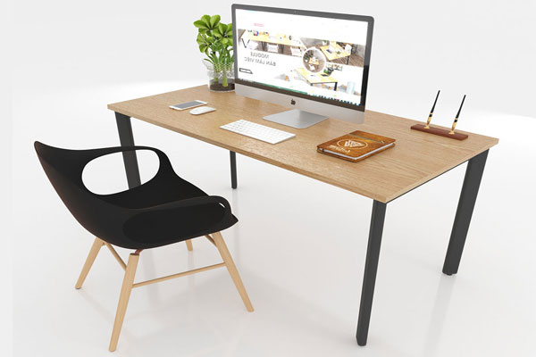 Bàn làm việc chân sắt mặt gỗ kết cấu chắc chắn, bền đẹp