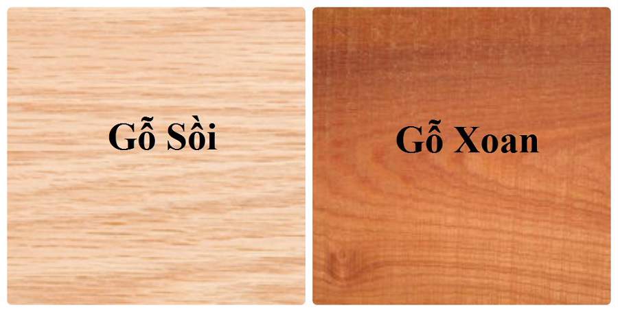 Màu sắc và vân gỗ sồi Mỹ và Xoan Đào