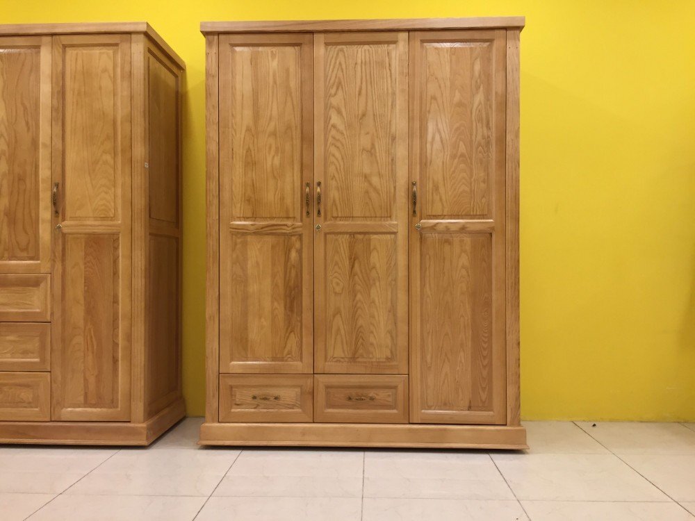 Tủ quần áo làm từ gỗ sồi ghép thanh