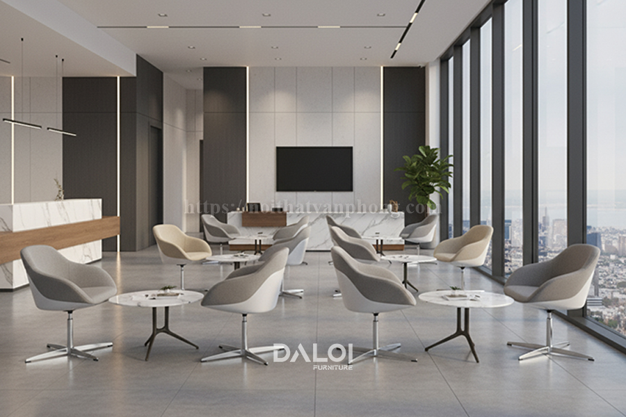 Không gian sảnh chờ hiện đại với ghế xoay chân tĩnh WL-X03