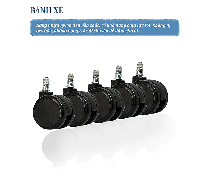 Chi tiết bánh xe ghế xoay lưới FMX828