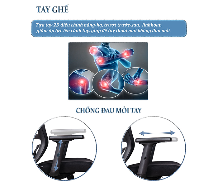 Chi tiết tay ghế công thái học FMX828