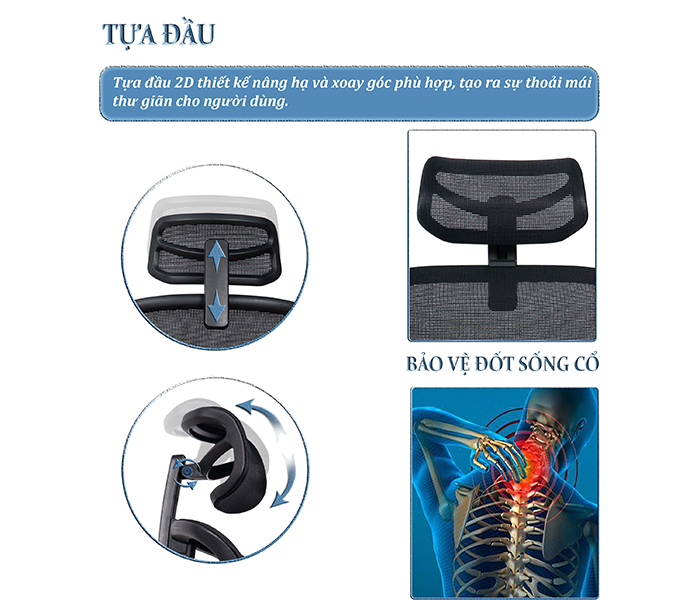 Chi tiết tựa đầu ghế lưới văn phòng FMX828