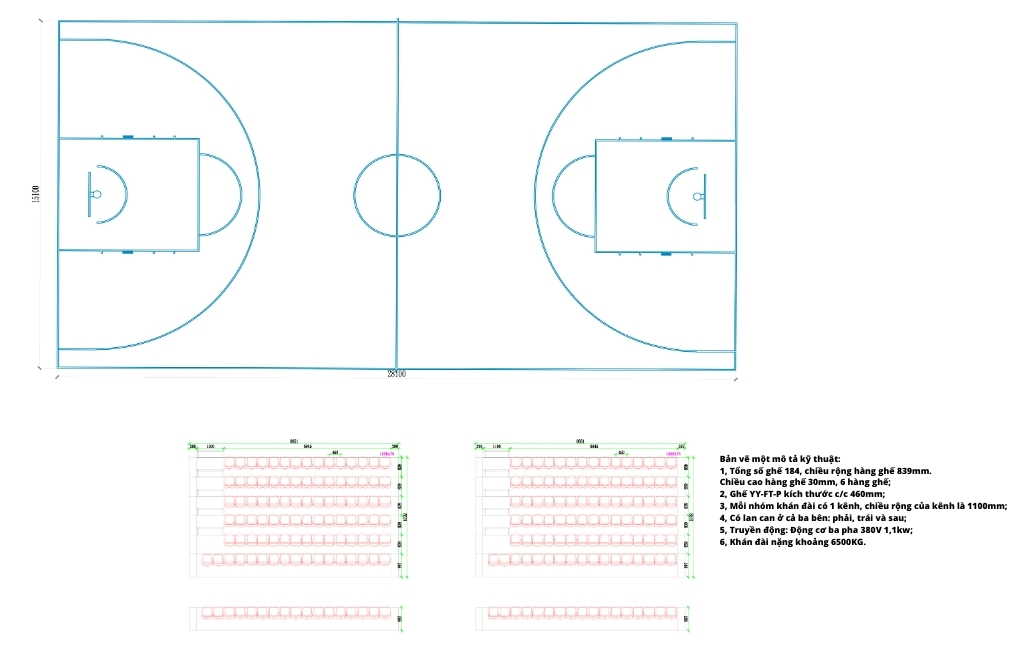 Thiết kế ghế khán đài di động - ghế nhà thi đấu di động