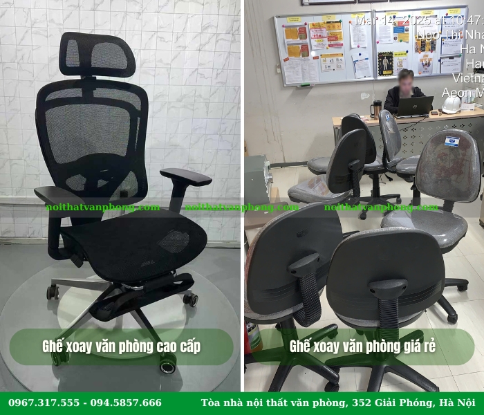 Điểm khác biệt của ghế xoay văn phòng cao cấp