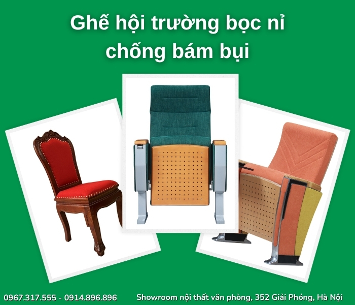 Top mẫu ghế hội trường bọc nỉ chống bám bụi đáng mua năm 2025