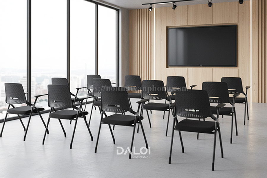 Không gian phòng đào tạo hiện đại với ghế training chân tĩnh FMDT05