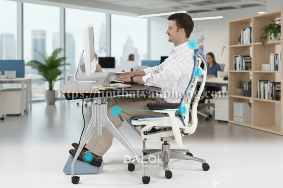 Hướng dẫn điều chỉnh ghế lưới văn phòng để tối ưu hỗ trợ cột sống
