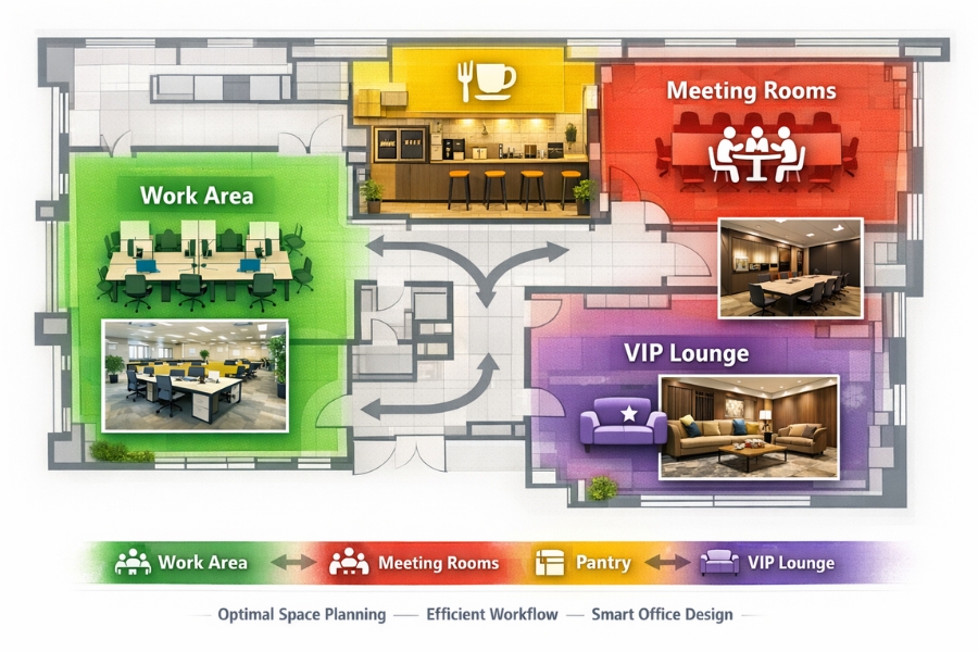 Các hạng mục tiêu biểu trong thi công nội thất văn phòng khu công nghiệp