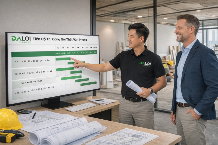 Quy trình thi công nội thất văn phòng khu công nghiệp  tối ưu cho doanh nghiệp