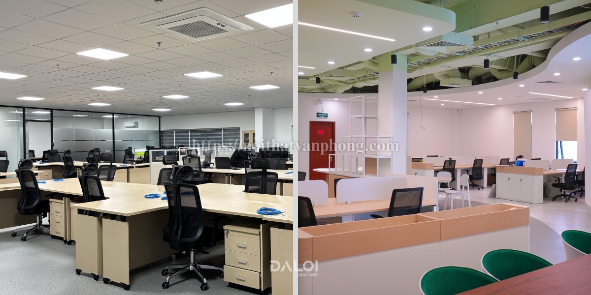 Thi công nội thất văn phòng trọn gói khu vực làm việc nhân viên