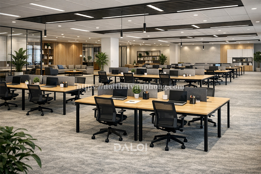 Thiết kế nội thất văn phòng 400m2 hiện đại – Sự chuyên nghiệp tối giản
