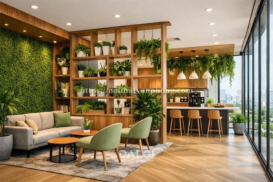 Thiết kế nội thất văn phòng 400m2 phong cách xanh – Nuôi dưỡng sự sáng tạo