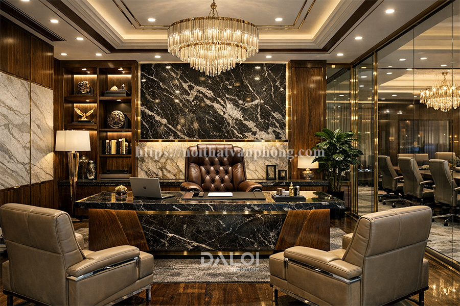 Thiết kế nội thất văn phòng 500m2 phong cách Luxury