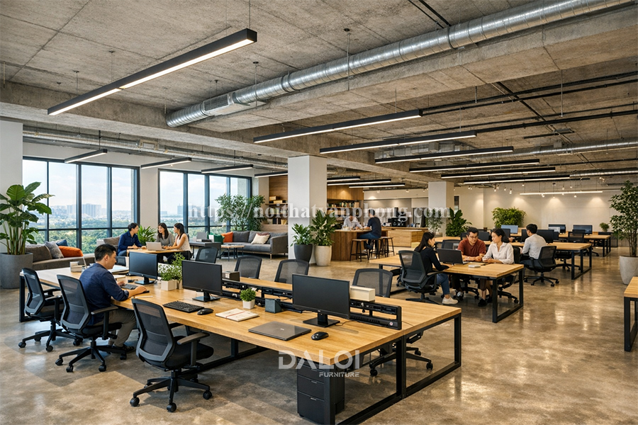 Thiết kế nội thất văn phòng 500m2 phong cách mở 