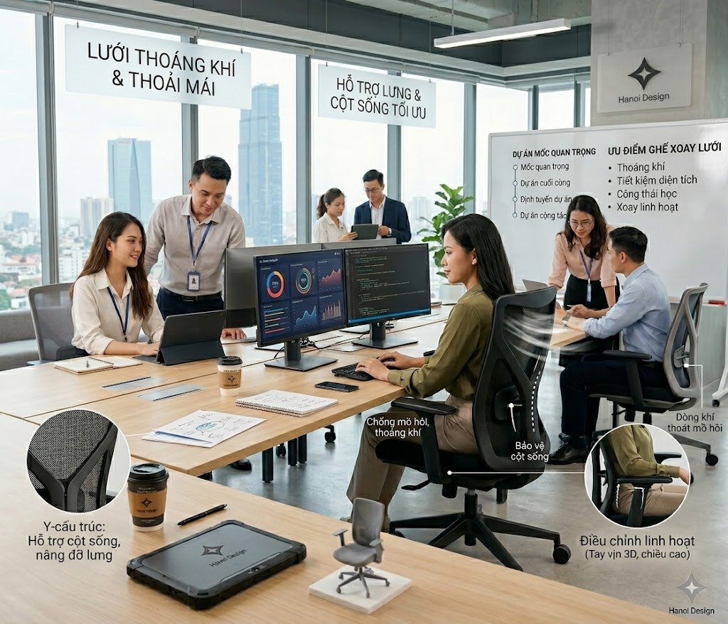 Ưu điểm ghế xoay lưới
