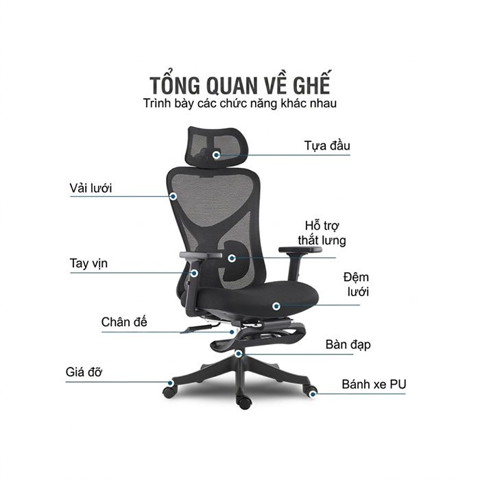 Ghế xoay lưới nhập khẩu FMX822C Ghế xoay lưới nhập khẩu FMX822C