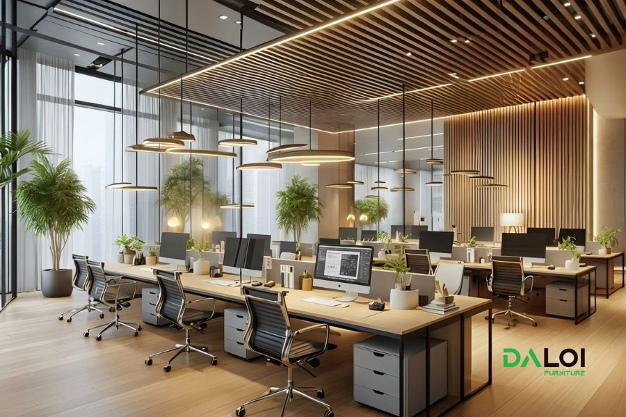 mẫu thiết kế nội thất văn phòng nội thất vân gỗ