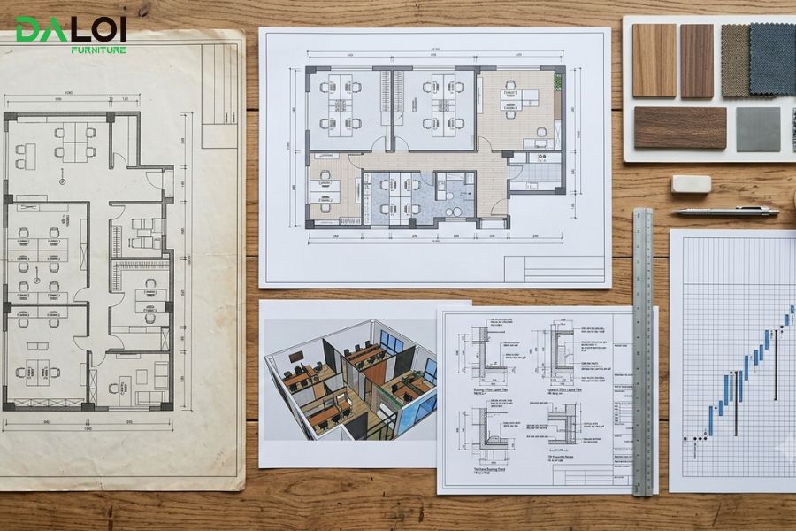 quy trình điều chỉnh bản vẽ thiết kế nội thất